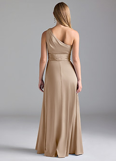 Azazie Dallas Brautjungfernkleider A-Linie One-Shoulder Stretch-Satin Kleid Taupe image2