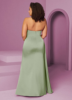 Barbie ♥ Azazie Prova i vestiti a casa Abito Sirena in Raso Elasticizzato Plissettato Verde Salvia image12