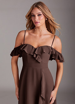 Azazie Lyra Bridesmaid Dresses Ganache A-Line Chiffon Convertible Dress image9