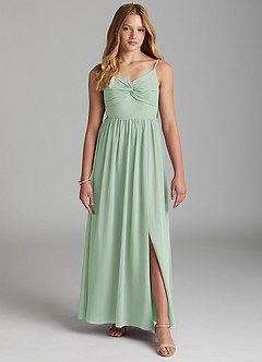 Azazie Zeya Junior Agave A-Line Chiffon Dress image3