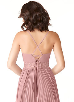Azazie Devyn Brautjungfernkleider A-Linie Korsett Chiffon Kleid Altrosa image6