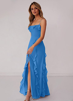 Barbie ♥ Azazie Jurken voor bruidsmeisjes Jurk van Chiffon met Kolom Boog Blauwe Gaai image5