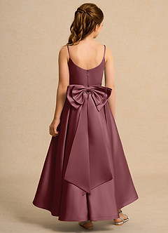 Azazie Sweets Junior Formal Jurken voor bloemenmeisjes A-Lijn Jurk van Mat Satijn Geplooid Woestijnroos image2