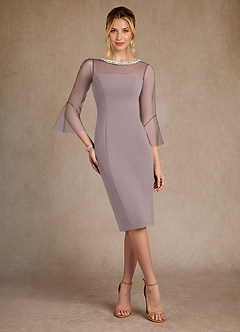 Azazie Bellevue Mother of the Bride Dresses Vintage Mauve Sheath Beaded Stretch Crepe Dress image4