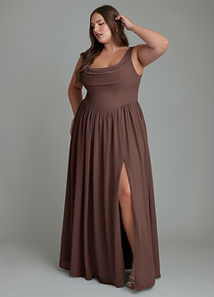Azazie Novi Brautjungfernkleider A-Linie Plissee Chiffon Kleid Ganache image9