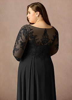 Azazie Marge Abiti per la Madre della Sposa Abito A-Line in Chiffon in Pizzo con Scollo a U Nero image12