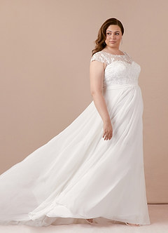 Azazie Brynslee Wedding Dresses A-Line Scoop Sequins Chiffon Chapel Train Dress image8