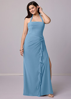 Barbie ♥ Azazie Bridesmaid Dresses Steel Blue Sheath Strapless Chiffon Convertible Dress image12