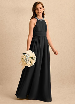 Azazie Aria Girls Formal Flower Girl Klänningar Klänning A-Line i Chiffong Plisserad image3