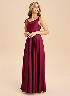 Azazie Popsy Junior Linia A Ukłon Satyna elastyczna Długość podłogi Młodsza druhna Sukienka image4