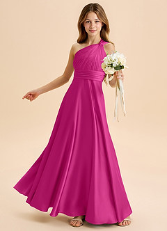 Azazie Charlize Junior Klä av A-Line i Stretch Satin Plisserad image4