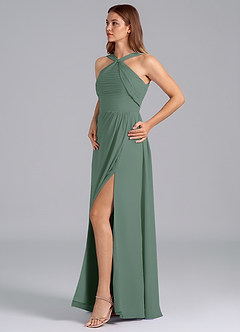 Azazie Mianna Jurken voor bruidsmeisjes Jurk van Chiffon met A-Lijn Geplooid Eucalyptus image5