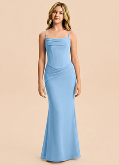 Azazie Sorrel Junior Powder Blue Mermaid Pleated Chiffon Dress image5