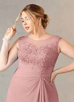 Azazie Endora Final Sale Dusty Rose A-Line Scoop Lace Chiffon Dress image10