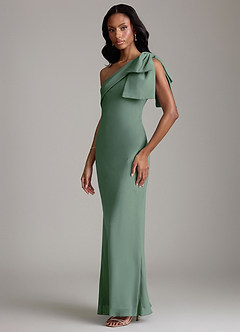 Azazie Yuanna Bridesmaid Dresses Eucalyptus Mermaid One Shoulder Chiffon Dress image5