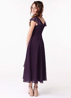Azazie Posie Junior Plum A-Line Ruched Chiffon Dress image2