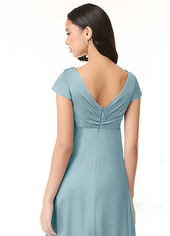 Azazie Allessia Maternity Bridesmaid Dresses A-Line Pleated Stretch Satin Floor-Length Dress image7