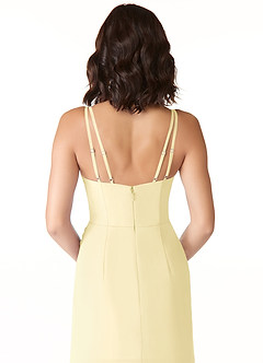 Azazie Leo Bridesmaid Dresses Lemon Sorbet Mermaid V-Neck Pleated Chiffon Dress image6