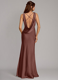 Azazie Cheryl Bridesmaid Dresses Espresso Mermaid Stretch Satin Dress image5