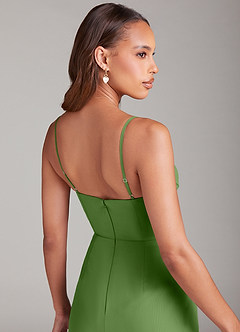 Azazie Maci Brautjungfernkleider Etui Plissee Chiffon Kleid Basilikum image6