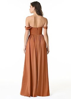 Azazie Morana Final Sale Amethyst A-Line Off the Shoulder Stretch Satin Convertible Dress image3