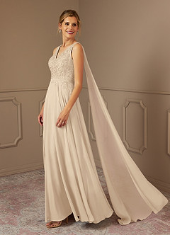 Azazie Joules Mother of the Bride Dresses Champagne A-Line Sequins Chiffon Dress image3