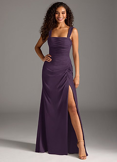 Azazie Jesaphine Bridesmaid Dresses Plum Sheath Bow Chiffon Dress image4