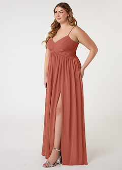 Azazie Alia Bridesmaid Dresses Clay A-Line Pleated Chiffon Dress image8