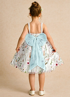 Azazie Peppa Flower Girl Dresses Ivory Sea Glass A-Line Sweetheart Neckline Tulle Dress image2