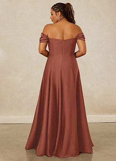 Christian Siriano Bridal for Azazie 1002 Brautjungfernkleider Wandelbar A-Linie Schulterfrei Stretch-Satin Kleid Rotbraun image16