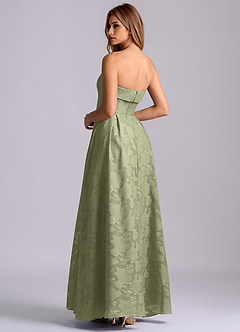 Azazie Lucienne Bridesmaid Dresses Pistachio A-Line Strapless Floral Burnout Dress image2