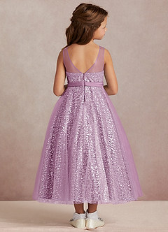 Azazie Siwa Flower Girl Dresses Wisteria A-Line Beaded Tulle Dress image3