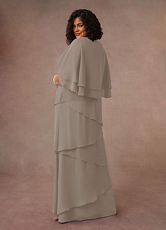 Azazie OHara Mother of the Bride Dresses Taupe A-Line V-Neck Chiffon Dress image11