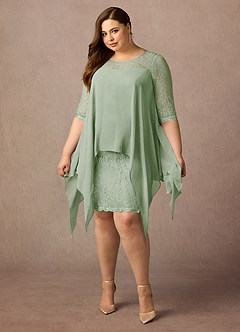 Azazie Flo Mother of the Bride Dresses Dusty Sage A-Line Lace Chiffon Dress image10