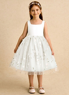 Azazie Bean Flower Girl Klänningar Klä Balklänning i Tyll Rosett image1
