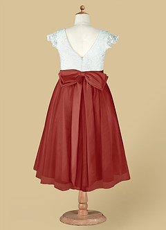 Azazie Vetty Abiti da Ragazza di Fiori Abito A-Line in Tulle Pizzo Avorio Terracotta image13