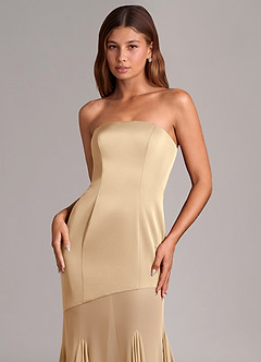 Azazie Uma Final Sale Champagne Mermaid Strapless Chiffon Convertible Dress image2