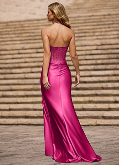 Glint Magenta Asymmetrical Rhinestone Prom Dress image2
