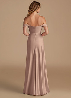 Azazie Jackalin Bridesmaid Dresses Taupe A-Line Off the Shoulder Metallic Satin Convertible Dress image5