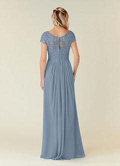Azazie Jet Kleider für die Brautmutter A-Linie Pailletten Chiffon Kleid Staubblau image2