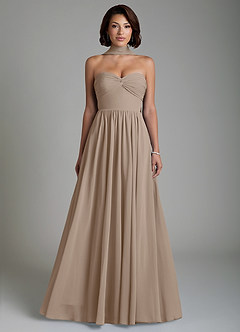 Azazie Petra Abiti da Damigella Abito A-Line in Chiffon Corsetto Taupe image7