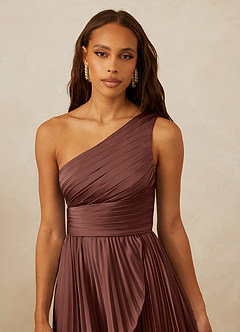 Christian Siriano Bridal for Azazie 1008 Bridesmaid Dresses Espresso A-Line One Shoulder Stretch Satin Dress image8