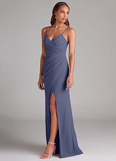 Azazie Maci Bridesmaid Dresses Stormy Sheath Pleated Chiffon Dress image3