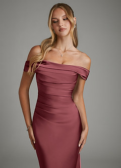 Azazie Hayden Bridesmaid Dresses Merlot Mermaid Corset Stretch Satin Dress image6