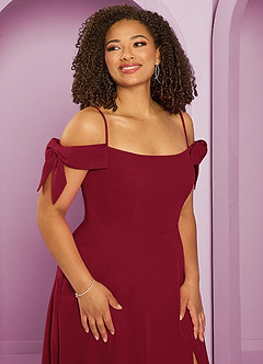 Barbie ♥ Azazie Bridesmaid Dresses Burgundy A-Line Off the Shoulder Chiffon Convertible Dress image10