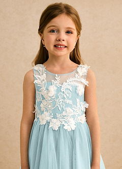 Azazie Mixie Sukienki dla dziewczynek sypiących kwiaty Suknia balowa Koronka Sznurówka Długość kostki Sukienka image7