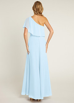 Azazie Lizzy Jurken voor bruidsmeisjes Jurk van Chiffon met A-Lijn One-Shoulder Hemelsblauw image2