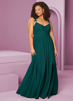 Barbie ♥ Azazie Bridesmaid Dresses Peacock A-Line Pleated Chiffon Dress image4