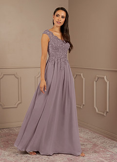 Azazie Amethyst Mother of the Bride Dresses Dusk A-Line V-Neck Sequins Chiffon Dress image3