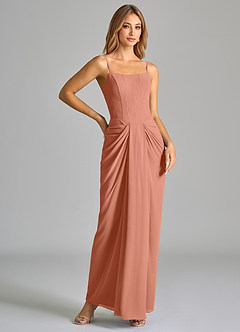 Azazie Anaïs Robes de demoiselle d'honneur Robe Fourreau en Mousseline de soie Sans bretelle Mai Tai image6